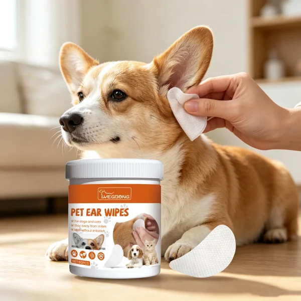 Gentle Pet Ear Cleaning Wipes for Dogs & Cats