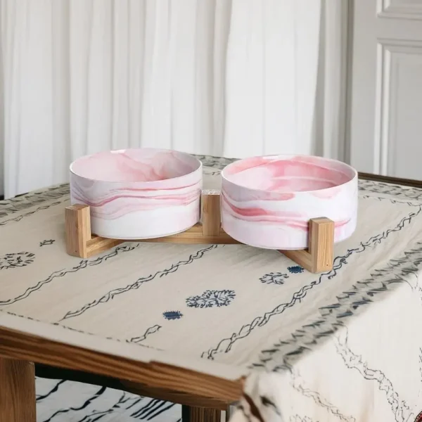 Elevated Anti-Slip Wooden Pet Bowl Stand