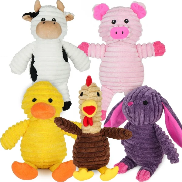 5-Pack Plush Squeaky Dog Toy Variety Set